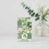 Carte De Visite Vêtement fait main en patchwork de quilt vert (Debout devant)