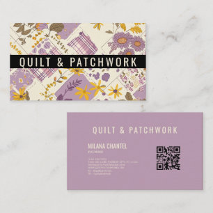 Carte De Visite Vêtement fait main en patchwork jaune lilas