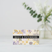 Carte De Visite Vêtement fait main en patchwork jaune lilas (Debout devant)