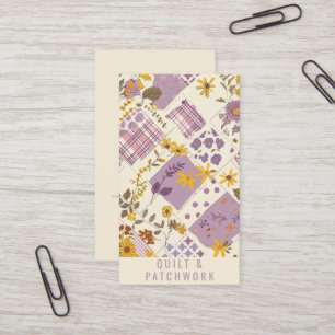 Carte De Visite Vêtement fait main en patchwork jaune lilas