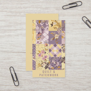 Carte De Visite Vêtement fait main en patchwork jaune lilas