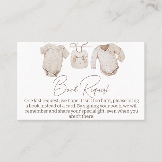 Carte De Visite Vêtements de bébé beige Baby shower Demande de car (Devant)