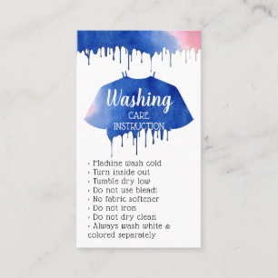 Carte De Visite Vêtements de soins de lavage Instruction Vêtements