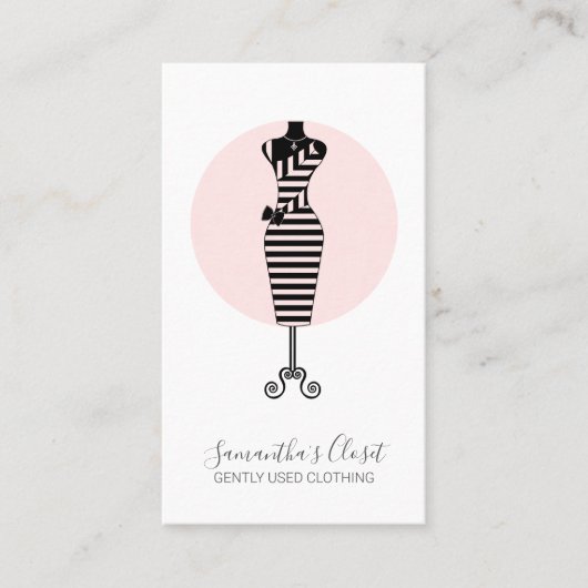 Carte De Visite Vêtements d'occasion Mannequin Blush Pink (Devant)