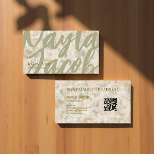 Carte De Visite Vêtements faits main en aquarelle verte et terraco