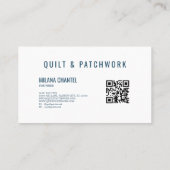 Carte De Visite Vêtements faits main en patchwork de quilt bleu (Dos)