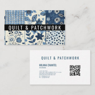 Carte De Visite Vêtements faits main en patchwork de quilt bleu
