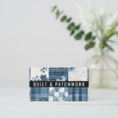 Carte De Visite Vêtements faits main en patchwork de quilt bleu (Debout devant)