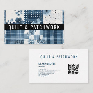 Carte De Visite Vêtements faits main en patchwork de quilt bleu