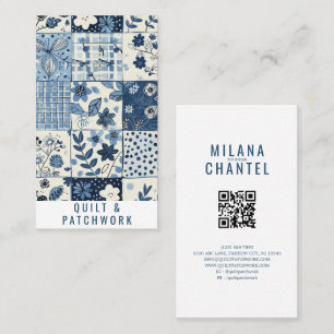 Carte De Visite Vêtements faits main en patchwork de quilt bleu