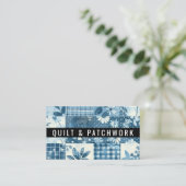 Carte De Visite Vêtements faits main en patchwork de quilt bleu (Debout devant)