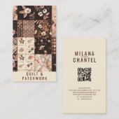 Carte De Visite Vêtements faits main en patchwork marron rose (Devant / Derrière)