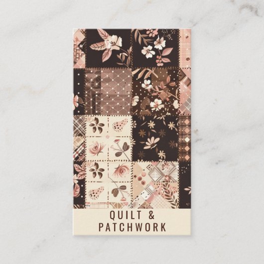 Carte De Visite Vêtements faits main en patchwork marron rose (Devant)