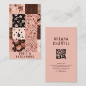 Carte De Visite Vêtements faits main en patchwork marron rose (Devant / Derrière)