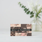 Carte De Visite Vêtements faits main en patchwork marron rose (Debout devant)