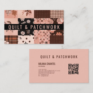 Carte De Visite Vêtements faits main en patchwork marron rose