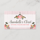 Carte De Visite Vêtements Roses floraux penderie Boutique de mode (Devant)