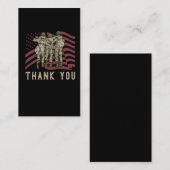 Carte De Visite Vétéran américain Drapeau Fiers soldats Merci (Devant / Derrière)