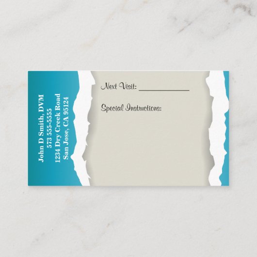 Carte de visite vétérinaire (Dos)