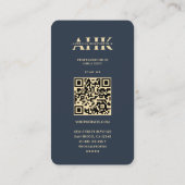 Carte De Visite Vétérinaire bleu foncé Monogramme vétérinaire mode (Dos)