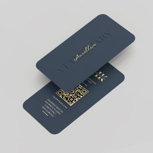 Carte De Visite Vétérinaire bleu foncé Monogramme vétérinaire mode