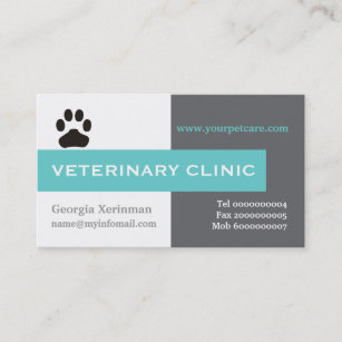 Carte De Visite Vétérinaire/clinique vétérinaire, aqua de patte