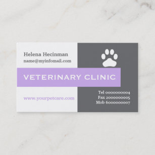 Carte De Visite Vétérinaire/clinique vétérinaire, lavande de patte