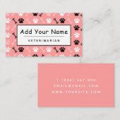 Carte De Visite Vétérinaire Cute Paw Bone Joli Vet Motif (Devant / Derrière)