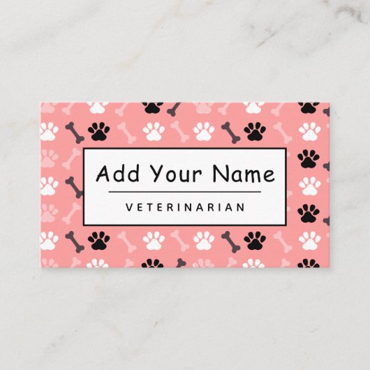 Carte De Visite Vétérinaire Cute Paw Bone Joli Vet Motif (Devant)