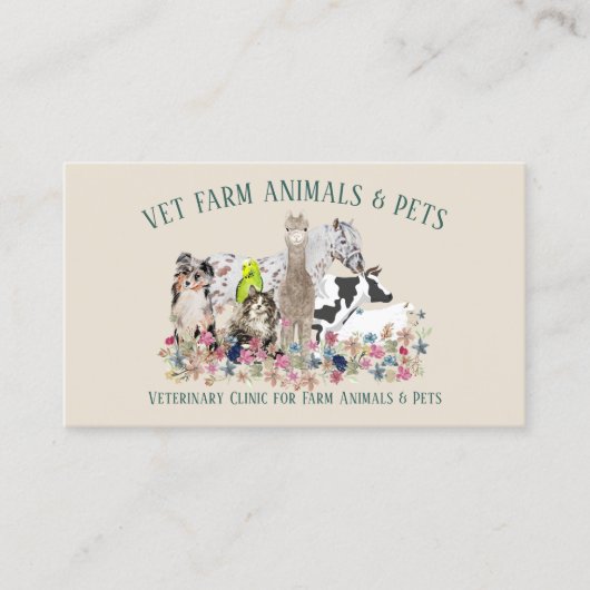 Carte De Visite Vétérinaire de ferme d'alpacas (Devant)
