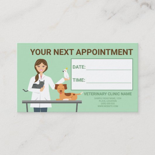 Carte De Visite Vétérinaire Femme - Vet Clinic Next Nomination (Devant)