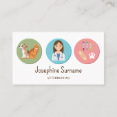 Carte De Visite Vétérinaire Fille Et Animaux De Compagnie Avec Des (Devant)