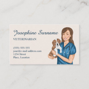 Carte De Visite Vétérinaire Médecin Animal de Compagnie Fille Vété