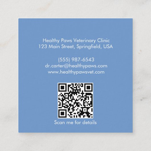 Carte de visite vétérinaire personnalisable - Code (Dos)