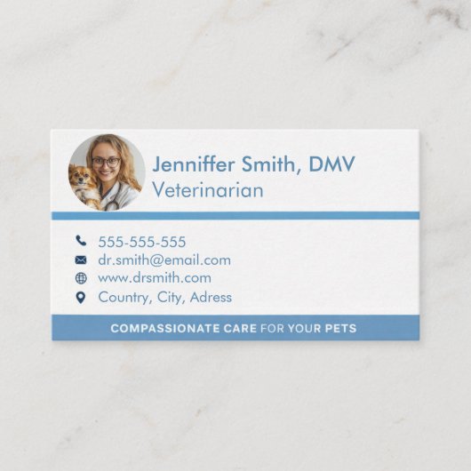 Carte De Visite Vétérinaire professionnel personnalisable (Devant)