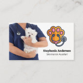 Carte De Visite Vétérinaire tenant chien (Devant)