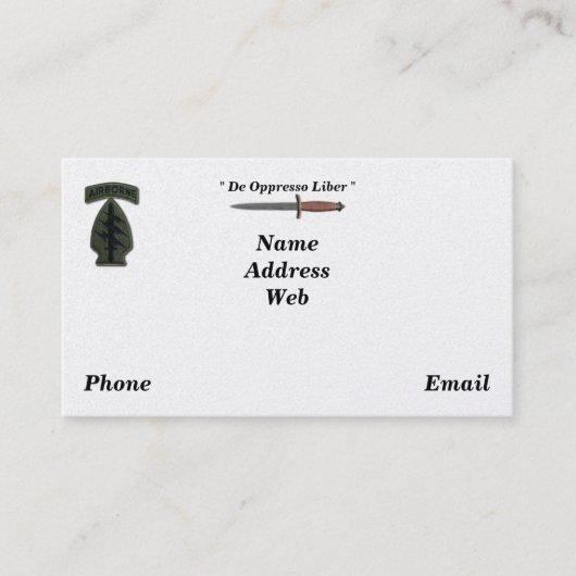 Carte De Visite Vétérinaires de sof de sfg de sf de bérets verts (Devant)