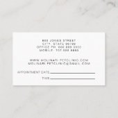 Carte De Visite Veterinarian Pet Clinic Appointment (Dos)