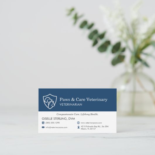 Carte De Visite Veterinary Office Pet Visit Reminder Appointment (Debout devant)