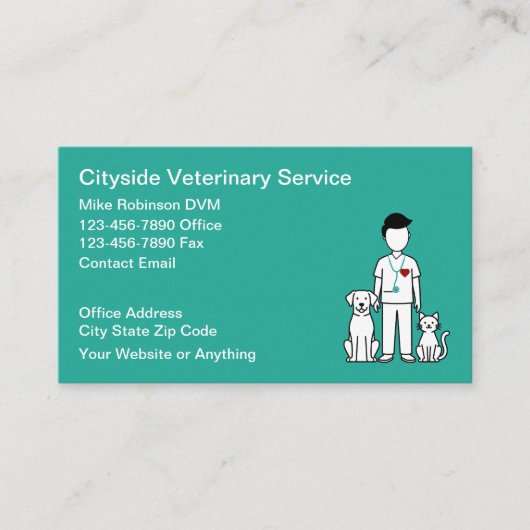 Carte De Visite Veterinary Services Veterinarian Business Cards (Devant)