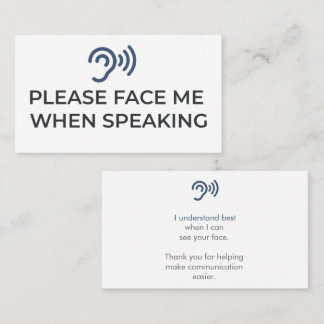 Carte De Visite Veuillez Me Faire Face En Parlant | Mal Entendant