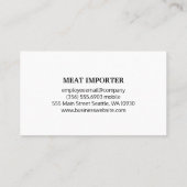 Carte De Visite Viandes coupées de variété sur plaque | Boucher (Dos)