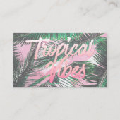 Carte De Visite Vibes tropicales Typographie Pink Aquarelle Palms (Devant)