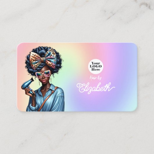 Carte De Visite Vibrant Afrocentric Black Woman Salon Branding Bus (Devant)
