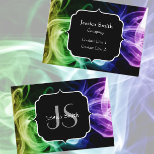 Carte De Visite Vibrant bleu bleu violet Abstrait Monogramme de fu