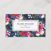 Carte De Visite Vibrant bleu rose Boho motif floral (Devant)