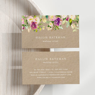 Carte De Visite Vibrant Bloom   Rustic Kraft Floral