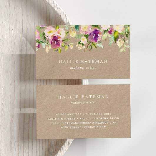 Carte De Visite Vibrant Bloom | Rustic Kraft Floral