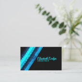 Carte De Visite Vibrant Blue Trails on Dark Backdrop (Debout devant)