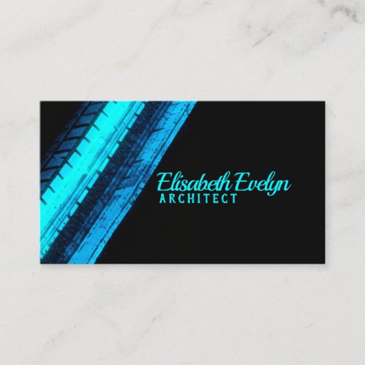 Carte De Visite Vibrant Blue Trails on Dark Backdrop (Devant)